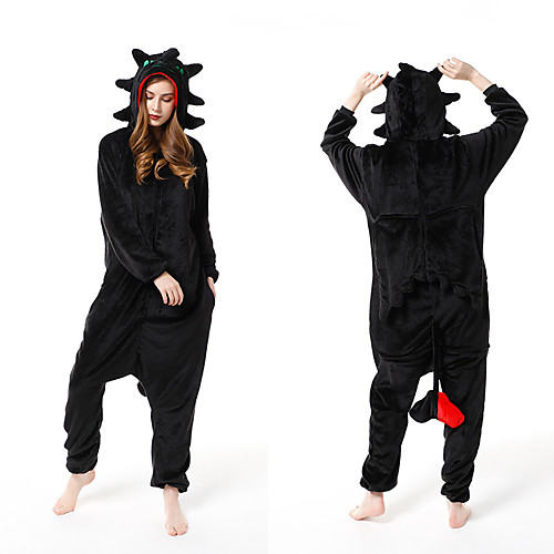

Adults' Kigurumi Pajamas Dinosaur Onesie Pajamas Flannel Fabric Black Cosplay For Men and Women Animal Sleepwear Cartoon Festival / Holiday Costumes