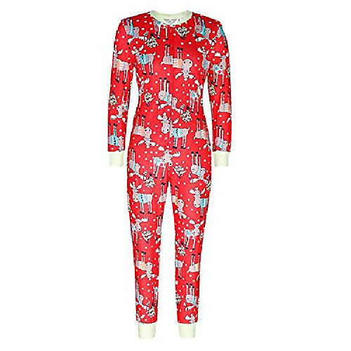 

women christmas reindeer pajamas casual sleepwear jumpsuits rompers red l