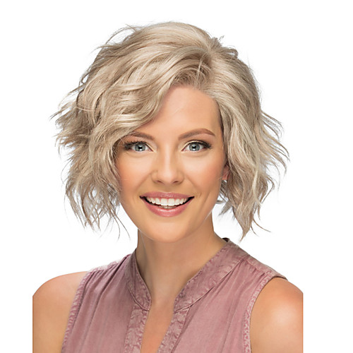 

Synthetic Wig Curly Asymmetrical Wig Short Blonde Grey Synthetic Hair Women's Fashionable Design Exquisite Fluffy Blonde Gray