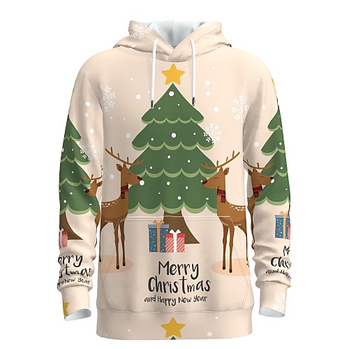 

Men's Pullover Hoodie Sweatshirt Graphic 3D Letter Christmas Daily 3D Print 3D Print Christmas Hoodies Sweatshirts Khaki