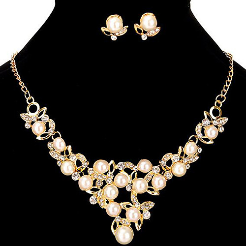 

Women's Jewelry Set Bridal Jewelry Sets Cut Out Flower Fashion Imitation Pearl Gold Plated Earrings Jewelry Gold For Christmas Wedding Halloween Party Evening Gift 1 set