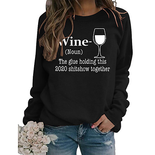 

Women's Pullover Sweatshirt Graphic Text Letter Daily Basic Hoodies Sweatshirts Loose White Black Blue