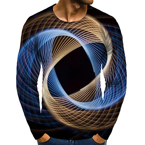 

Men's T shirt 3D Print Graphic 3D Plus Size Print Long Sleeve Daily Tops Elegant Exaggerated Black