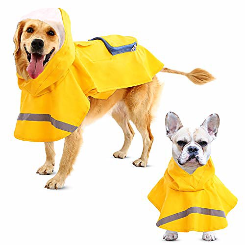 

dog raincoat hooded poncho waterproof adjustable lightweight pet rain jacket with reflective strip for small medium large dogs