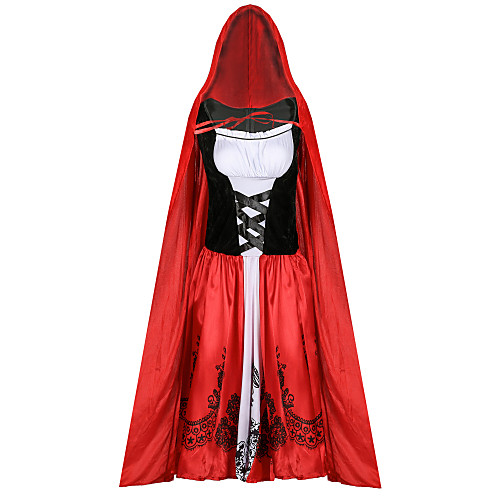 

Little Red Riding Hood Dress Cloak Adults' Women's Dresses Vacation Dress Halloween Halloween Masquerade Festival / Holiday Terylene Glue Red Women's Female Easy Carnival Costumes Printing / Gloves