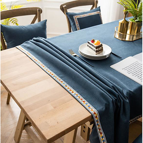 

Pure Color American Tablecloth Waterproof Fabric Plain Tablecloth Embroidered Household Tablecloth Thick Imitation Cotton Linen