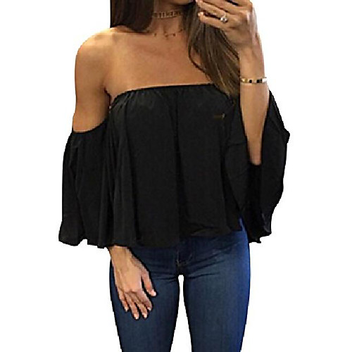 

women& #39;s summer off shoulder blouses short sleeves sexy tops chiffon ruffles casual t shirt & #40;m,short sleeve lace up black& #41;