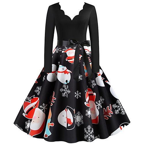 

Santa Claus Christmas Dress Women's Adults' Leisure Christmas Christmas Polyester Dress
