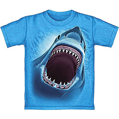 

great white shark turquoise heathered adult tee shirt (adult medium)
