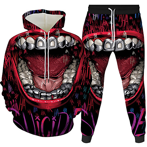 

Men's 3D Hoodies Set Graphic 3D 2 Piece Hooded Daily 3D Print Casual Hoodies Sweatshirts Long Sleeve Black Purple Orange