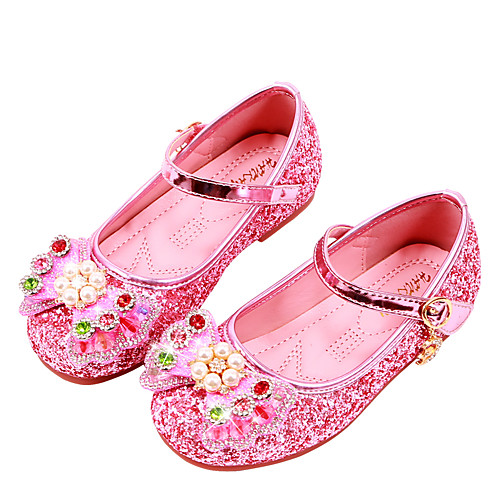 

Girls' Flats Comfort Flower Girl Shoes Princess Shoes Patent Leather PU Little Kids(4-7ys) Daily Party & Evening Walking Shoes Bowknot Pearl Pink Silver Fall Spring