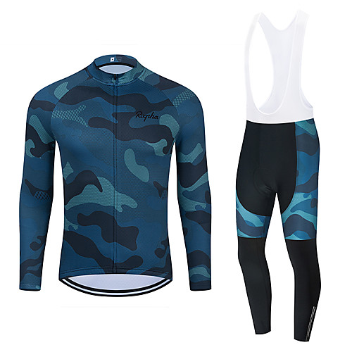 

WECYCLE Women's Men's Long Sleeve Cycling Jersey with Bib Tights Cycling Jersey with Tights Winter Black Blue BlackWhite Camo / Camouflage Bike Breathable Quick Dry Warm Sports Camo / Camouflage