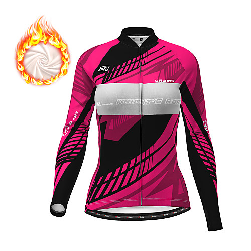 

21Grams Women's Long Sleeve Cycling Jersey Winter Fleece Polyester Red Fuchsia Blue Bike Jersey Top Mountain Bike MTB Road Bike Cycling Fleece Lining Breathable Warm Sports Clothing Apparel
