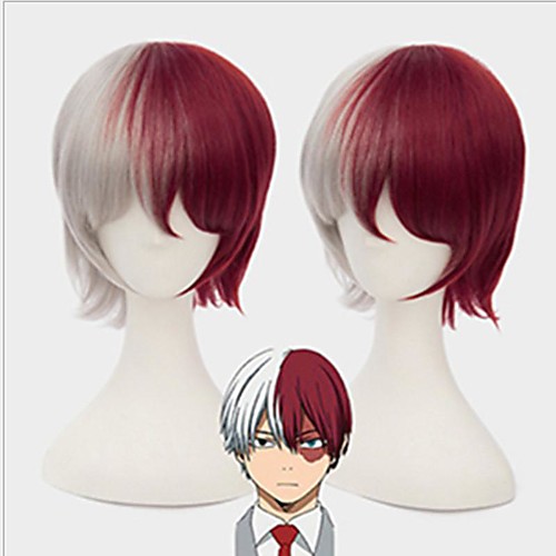 

My Hero Academia Boko No Hero Todoroki Shoto Cosplay Wigs Men's With Bangs 10 inch Heat Resistant Fiber Straight Ombre Teen Adults' Anime Wig