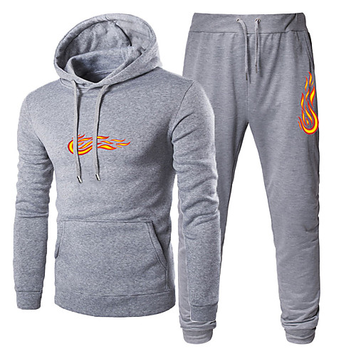 

Men's Hoodies Set Graphic Hooded Basic Casual Hoodies Sweatshirts Long Sleeve Black Light gray Dark Gray