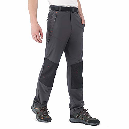 

men's quick dry lightweight hiking pants with reinforced knee nylon outdoor cargo pants, stretch and elastic waist, graphite grey, 38