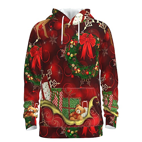 

Men's Pullover Hoodie Sweatshirt Graphic 3D Ugly Christmas Christmas Daily 3D Print 3D Print Christmas Hoodies Sweatshirts Red