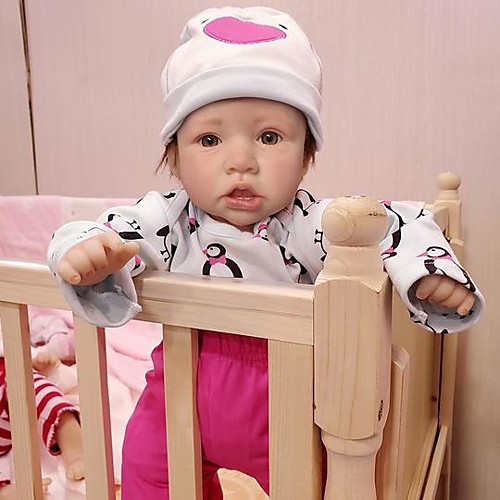 

22 inch Reborn Doll Baby & Toddler Toy Baby Girl Reborn Baby Doll Saskia lifelike Hand Made Simulation Hand Applied Eyelashes Floppy Head Cloth Silicone Vinyl with Clothes and Accessories for Girls