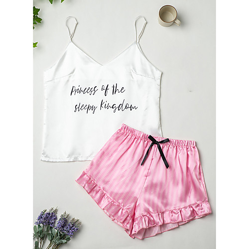 

Women's Home Polyester Loungewear Letter S White