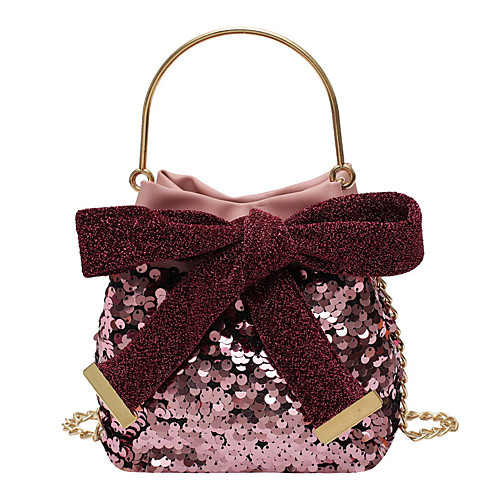 

Women's Bags PU Leather Top Handle Bag Chain Outdoor Handbags Wine Black Blushing Pink Silver