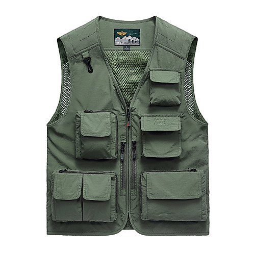 

Men's Hiking Jacket Hiking Vest / Gilet Fishing Vest Outdoor Solid Color Thermal Warm Portable Lightweight Windproof Top SBS Zipper Hunting Fishing Climbing Black Yellow Red Army Green Grey