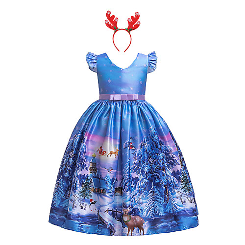 

Santa Suit Dress Girls' Kid's Leisure Dress Christmas Polyester Dress