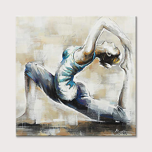 

Oil Painting Hand Painted Square Abstract People Modern Rolled Canvas (No Frame)