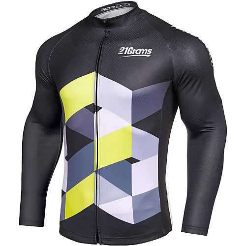 

21Grams Men's Long Sleeve Cycling Jersey Winter Fleece Black Bike Jersey Top Mountain Bike MTB Road Bike Cycling UV Resistant Fleece Lining Breathable Sports Clothing Apparel / Stretchy / Athleisure