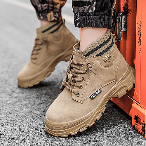 

Boys' Boots Combat Boots PU Combat Boots Little Kids(4-7ys) Daily Walking Shoes Black Khaki Beige Winter