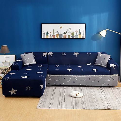 

Star Print 1-Piece Sofa Cover Couch Cover Furniture Protector Soft Stretch Sofa Slipcover Spandex Jacquard Fabric Super Fit for 1~4 Cushion Couch and L Shape Sofa,Easy to Install