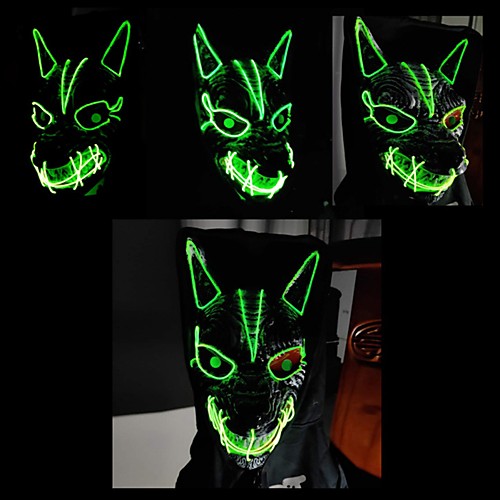 

Men And Women Halloween LED Streamer Full Face Mask Party Wolf Head Ghost Face Clown Horror Glow Mask