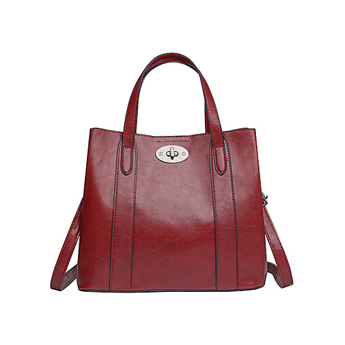 

Women's Bags PU Leather Satchel Top Handle Bag Beading Zipper Outdoor Handbags Black Blue Red Brown