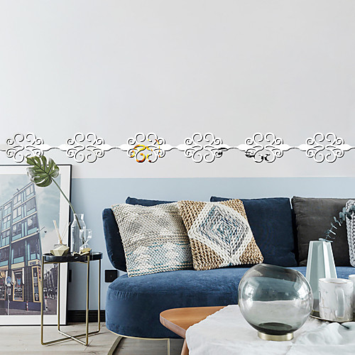 

10Pcs / Set Cross Border Popular Acrylic Mirror Wall Sticker Wholesale Waist Line Skirting Line Ceiling Background Wall Border Decoration Bedroom Sofa Background 77cm