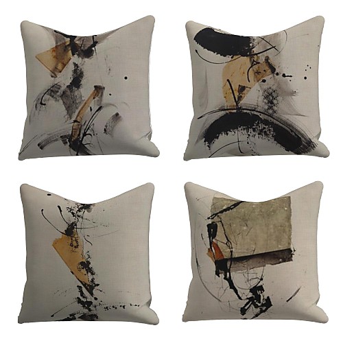 

Cushion Cover 4PC Linen Soft Decorative Square Throw Pillow Cover Cushion Case Pillowcase for Sofa Bedroom 45 x 45 cm (18 x 18 Inch) Superior Quality Mashine Washable