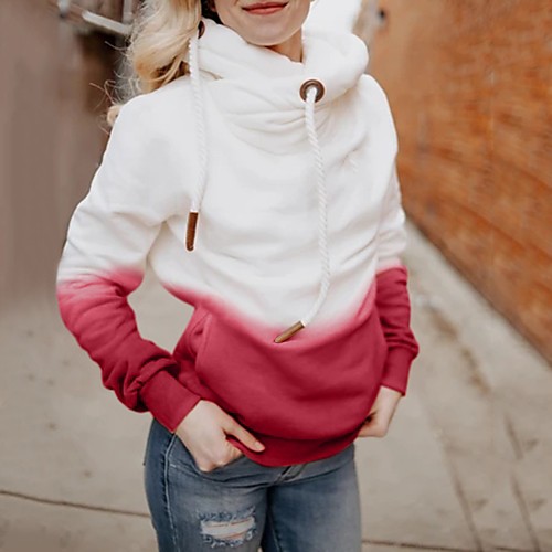 

Women's Pullover Sweatshirt Color Block Daily Casual Hoodies Sweatshirts Blue Purple Red