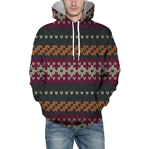 

Men's Pullover Hoodie Sweatshirt Graphic Color Block 3D Christmas Daily 3D Print Christmas Hoodies Sweatshirts Brown