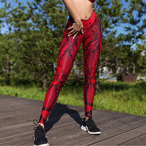 

Women's Running Tights Leggings Compression Pants Street Bottoms Winter Fitness Gym Workout Running Jogging Training Butt Lift Breathable Quick Dry Sport Snakeskin Purple Red Yellow Blushing Pink