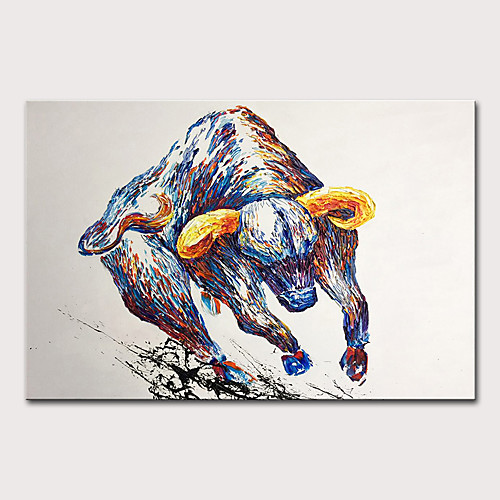 

Oil Painting Hand Painted - Animals Pop Art Modern Rolled Canvas (No Frame)