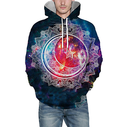 

Men's Pullover Hoodie Sweatshirt Print Graphic 3D Front Pocket Daily 3D Print 3D Print Casual Hoodies Sweatshirts Navy Blue