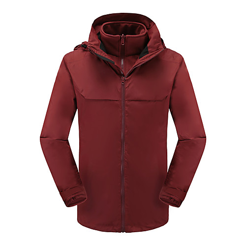 

Men's Hiking 3-in-1 Jackets Winter Outdoor Solid Color Windproof Fleece Lining Warm Soft Winter Jacket Fishing Climbing Camping / Hiking / Caving Black Red Dark Blue