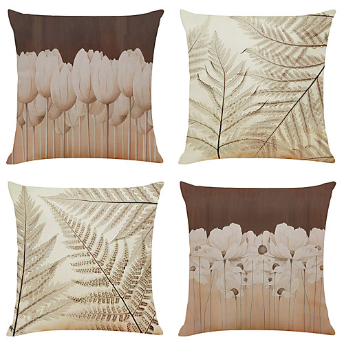 

Cushion Cover 4PC Linen Soft Decorative Square Throw Pillow Cover Cushion Case Pillowcase for Sofa Bedroom 45 x 45 cm (18 x 18 Inch) Superior Quality Mashine Washable