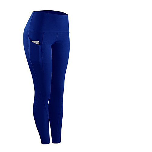 

Women's Sporty Streetwear Breathable Plus Size Skinny Fitness Leggings Pants Solid Colored Ankle-Length Patchwork High Waist Black Wine Fuchsia