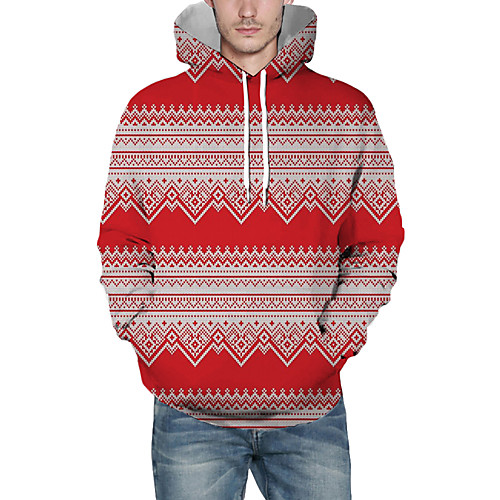 

Men's Pullover Hoodie Sweatshirt Lines / Waves Graphic 3D Christmas Daily 3D Print Christmas Hoodies Sweatshirts Red