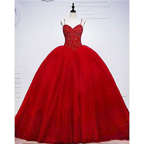 

Ball Gown Beautiful Back Elegant Engagement Formal Evening Dress Sweetheart Neckline Sleeveless Sweep / Brush Train Tulle with Beading Tier 2021