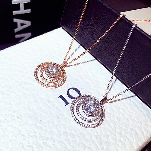 

Women's Clear AAA Cubic Zirconia Pendant Necklace Monogram Candy Luxury Korean Fashion Brass Rose Gold Silver 50 cm Necklace Jewelry 1pc For Party Evening Gift Birthday Party