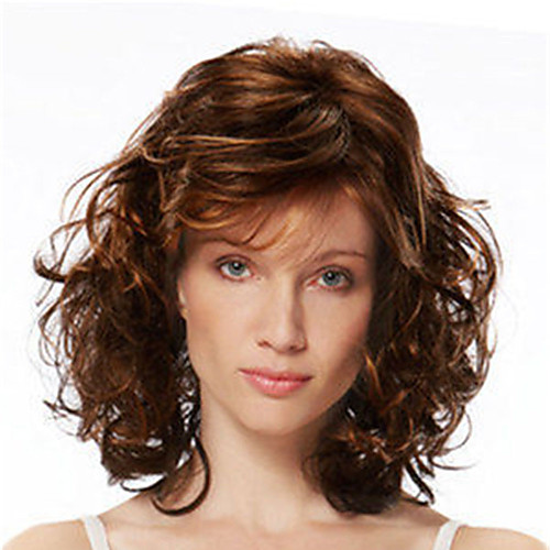 

Synthetic Wig Curly With Bangs Wig Medium Length Light Brown Dark Brown Synthetic Hair Women's Fashionable Design Exquisite Dark Brown Light Brown