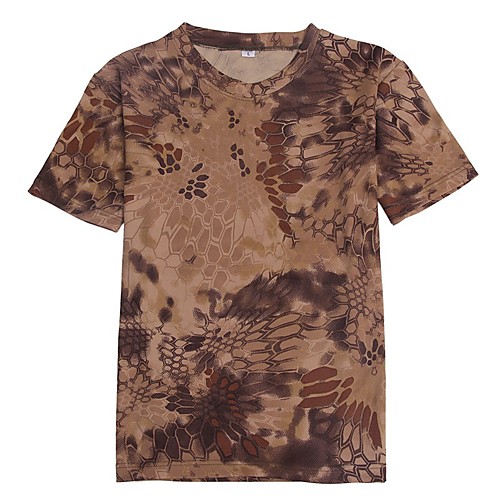 

Men's Hunting T-shirt Outdoor Breathable Quick Dry Ventilation Breathability Summer Camo Top Cotton Camping / Hiking Hunting Fishing Black Yellow Army Green