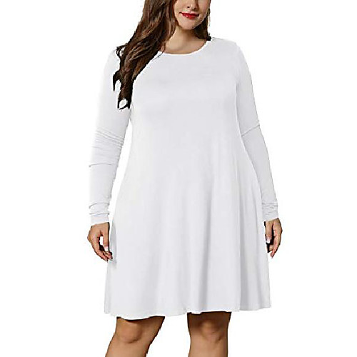 

women xl-6xl plus size casual t-shirt swing dress with pockets white,5xl