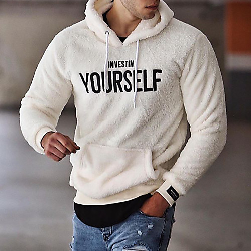 

Men's Pullover Hoodie Sweatshirt Slogan Round Neck Hooded Daily 3D Print Basic Hoodies Sweatshirts Long Sleeve White