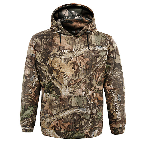 

Men's Unisex Hoodie Jacket Outdoor Thermal Warm Fleece Lining Fall Spring Camo Top Polyester Long Sleeve Camping / Hiking Hunting Fishing Camouflage / Micro-elastic